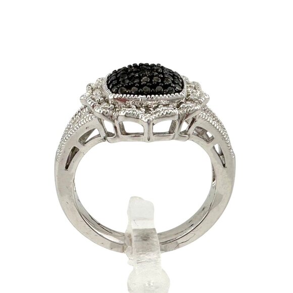 Elegant Black Diamond Cocktail Ring Size 7.25 - Picture 3 of 7